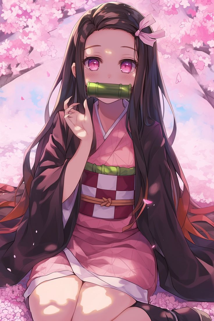 colorful cute wallpapers featuring Nezuko.