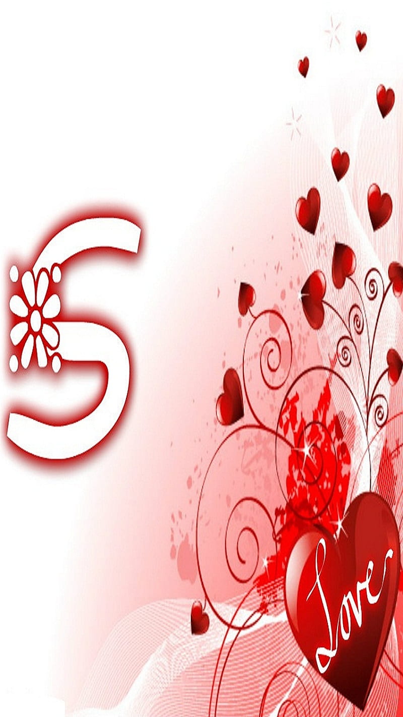 cute S letter in love wallpapers 0012