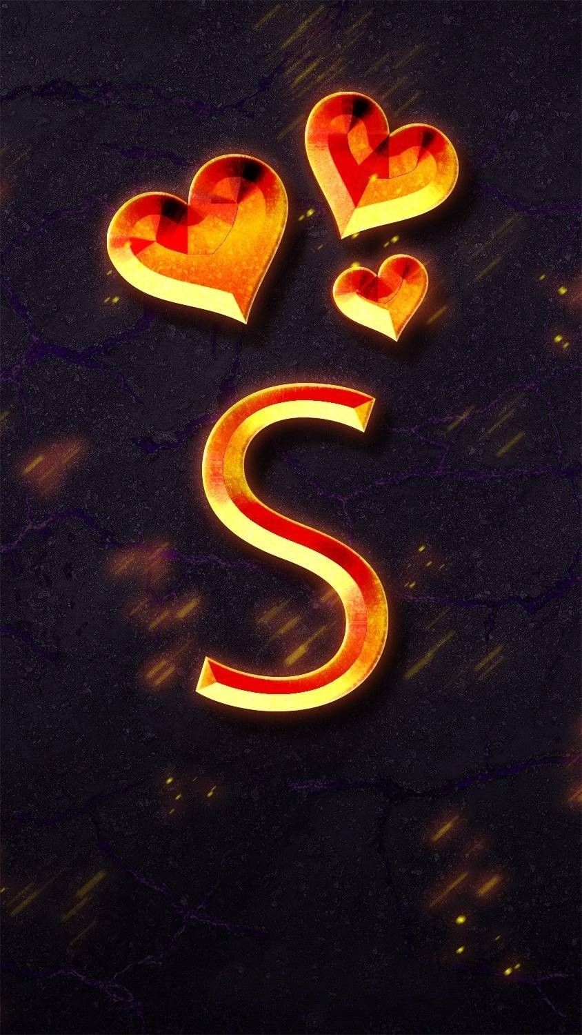 cute S letter in love wallpapers 0099