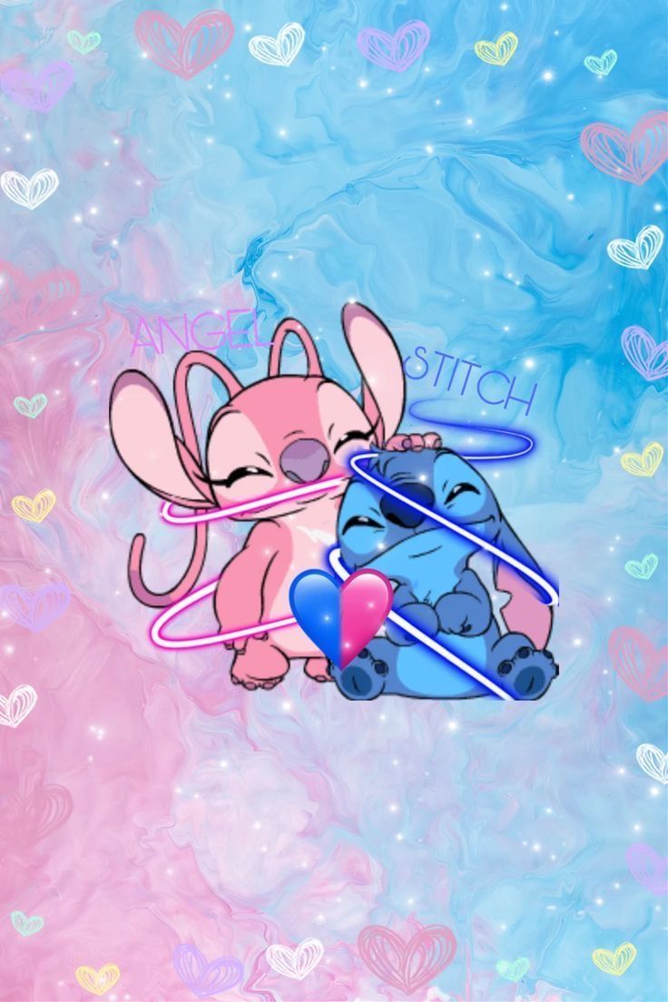 cute wallpapers Stitch and Angel 0032