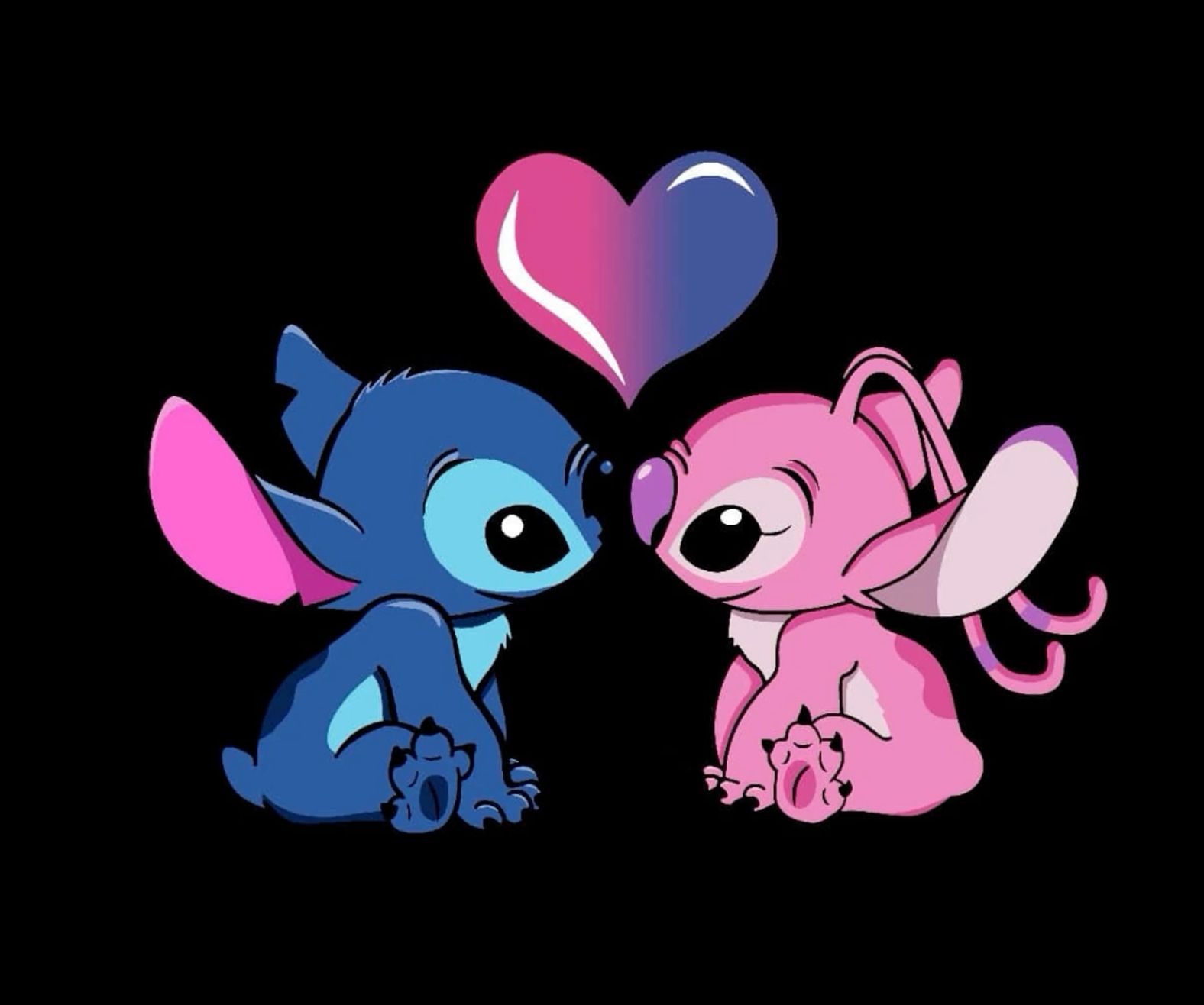 cute wallpapers Stitch and Angel 0079