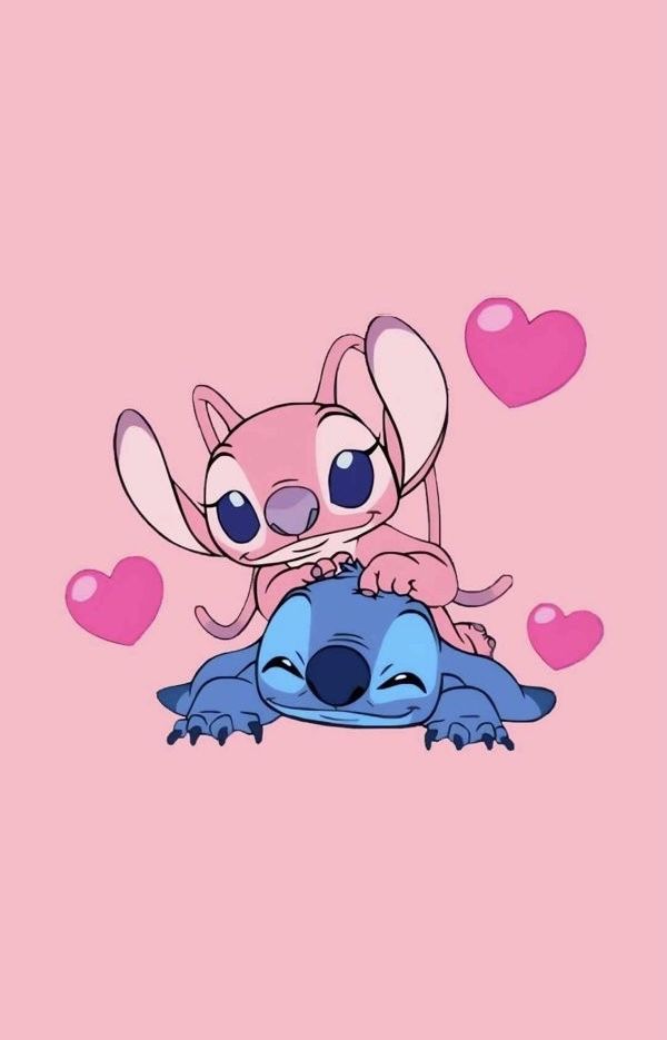 cute wallpapers Stitch and Angel 0091