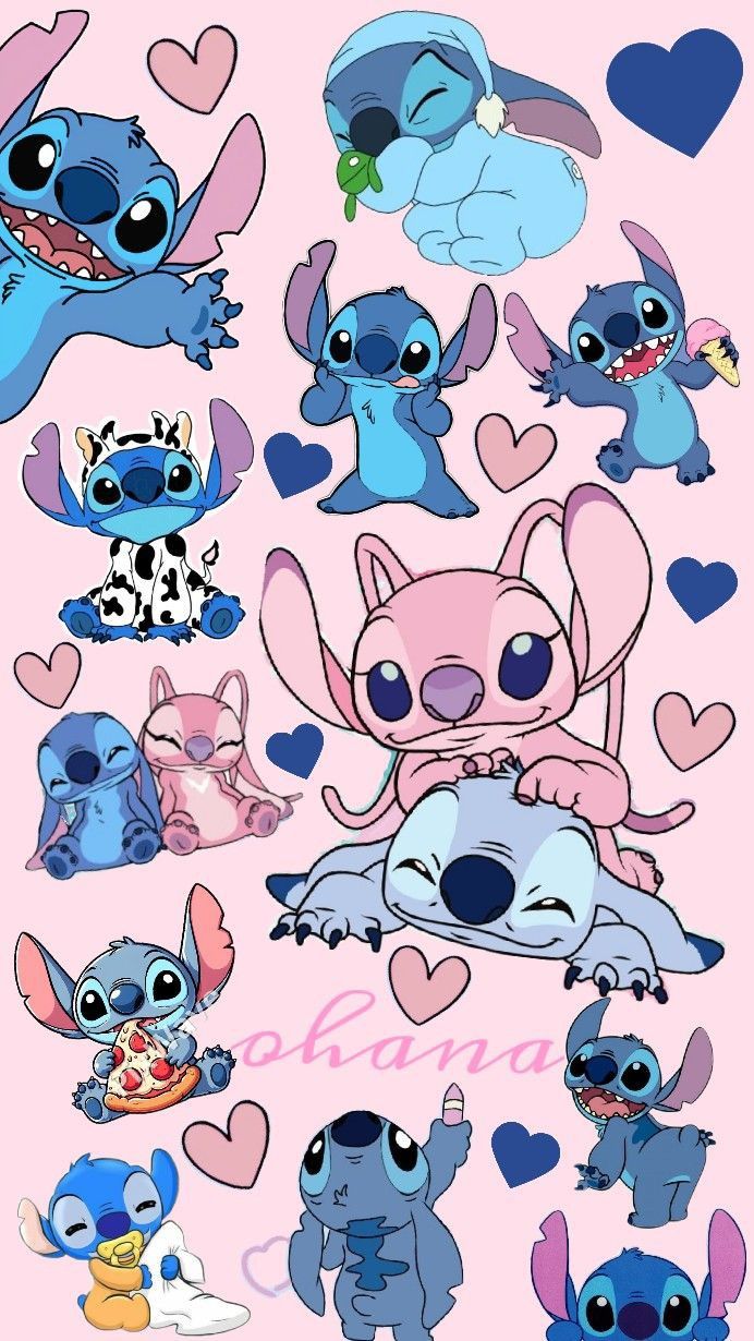 cute wallpapers Stitch and Angel 0098