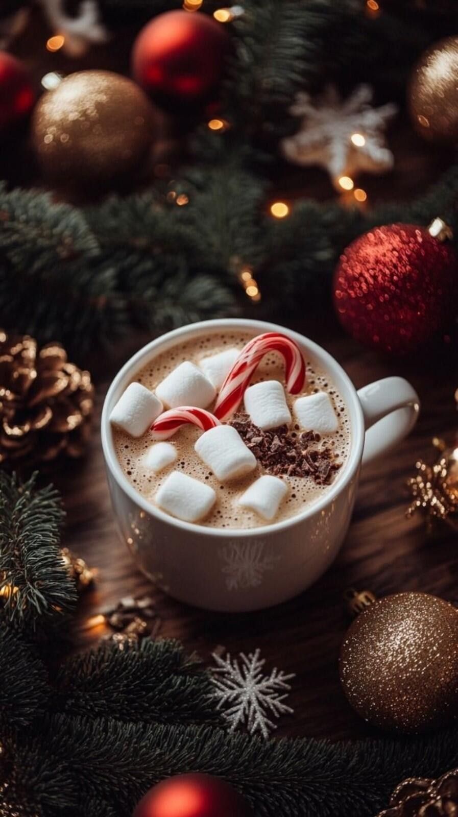 hot chocolate cute girly Christmas wallpapers 0012