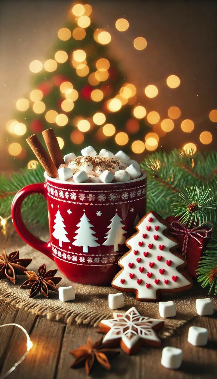 hot chocolate cute girly Christmas wallpapers 0016