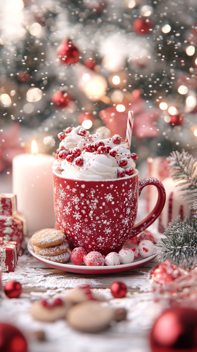 hot chocolate cute girly Christmas wallpapers 0032