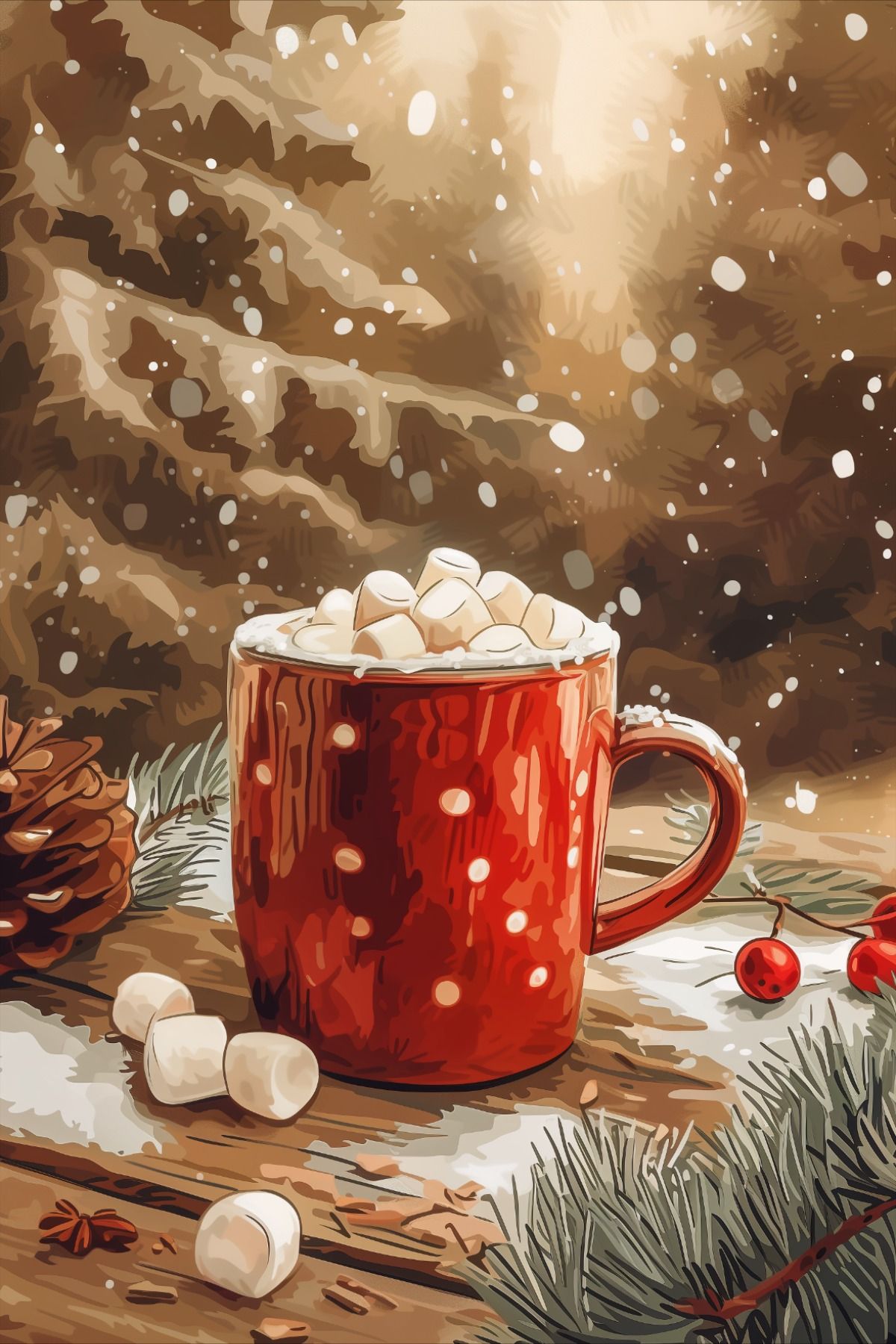 hot chocolate cute girly Christmas wallpapers 0036