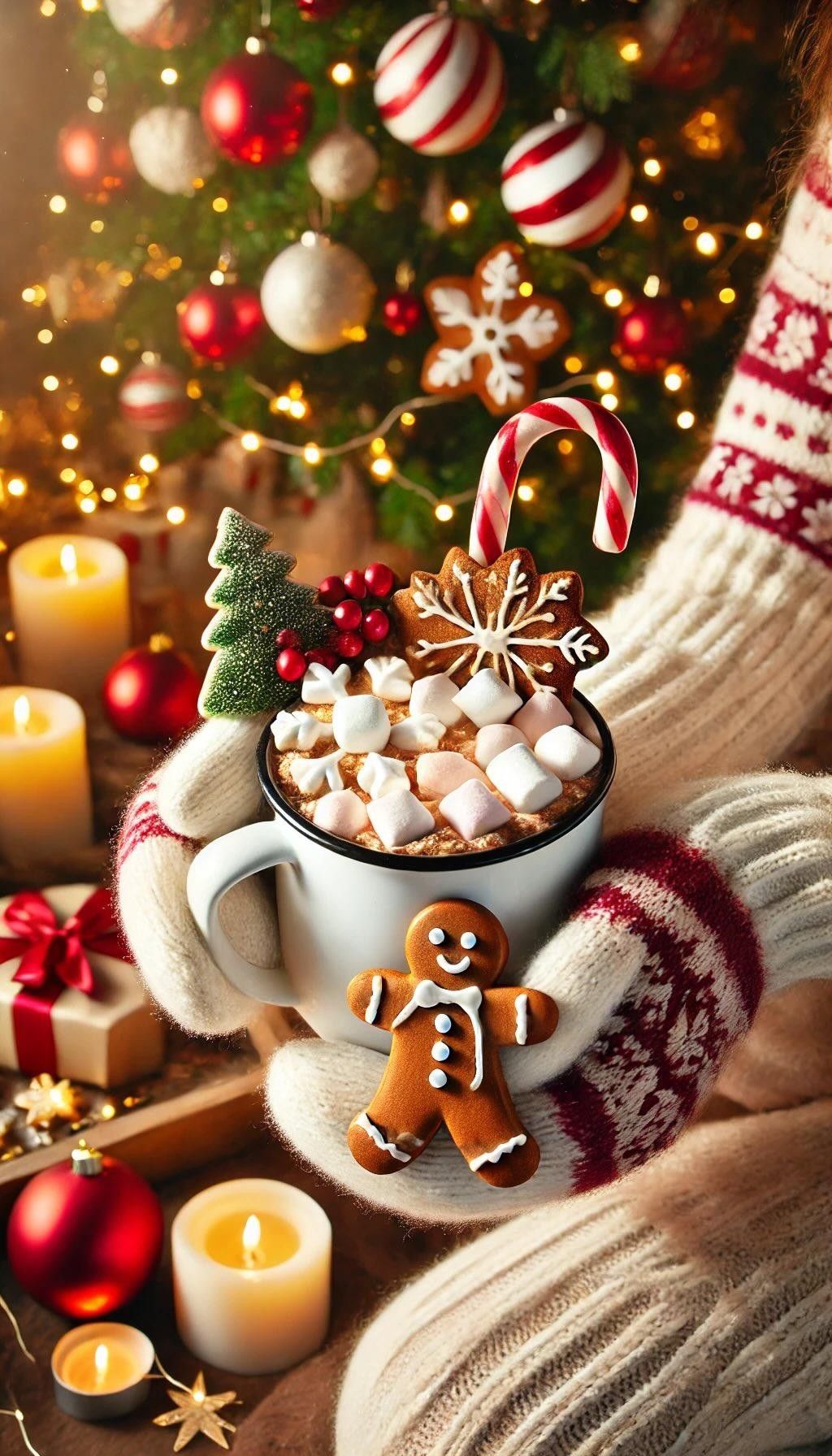 hot chocolate cute girly Christmas wallpapers 0048