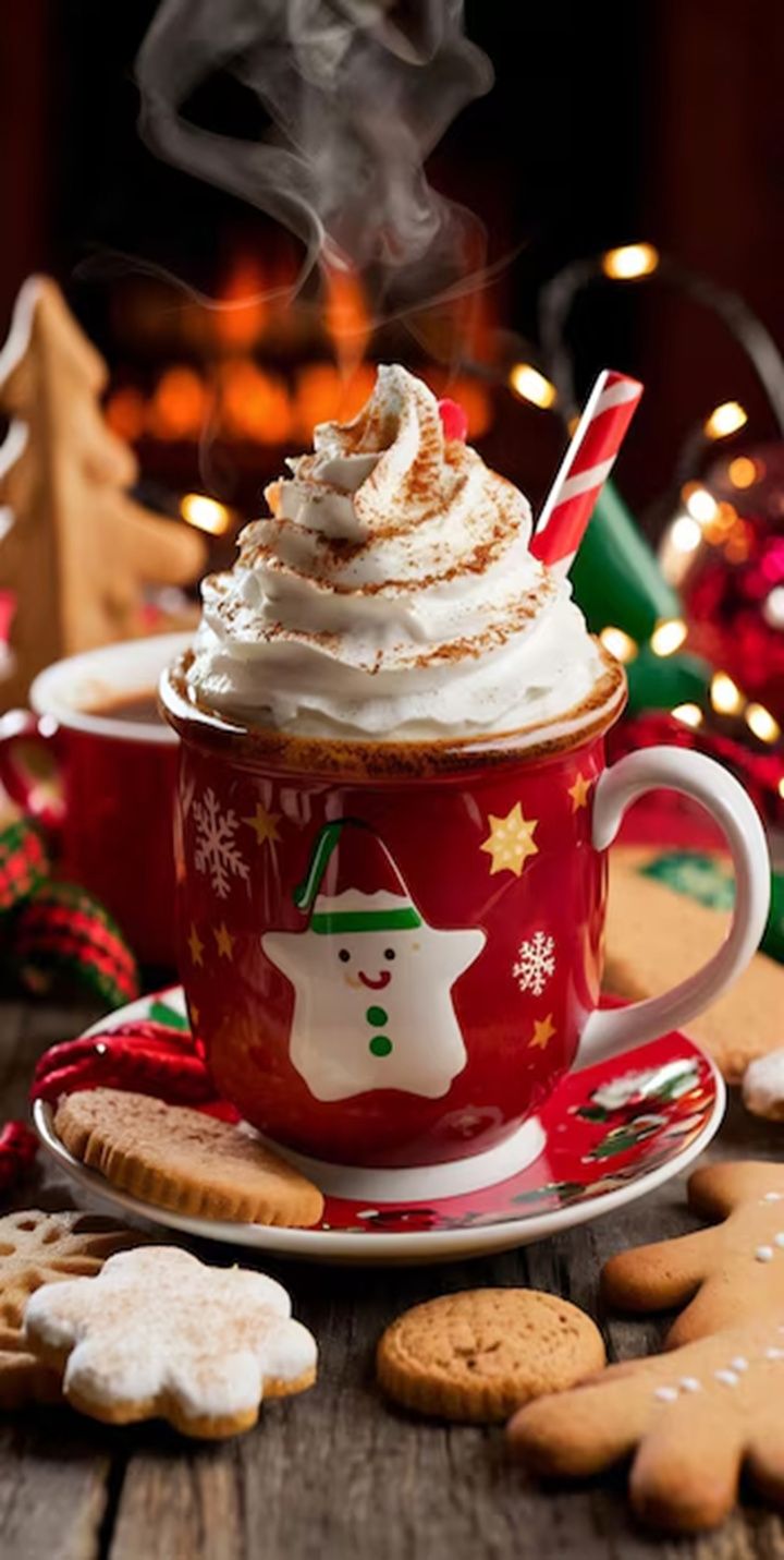 hot chocolate cute girly Christmas wallpapers 0068