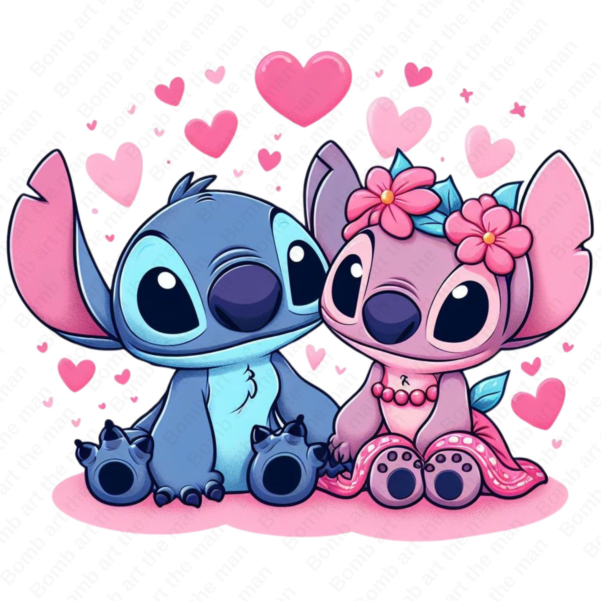 kawaii Stitch and Angel wallpaper designs