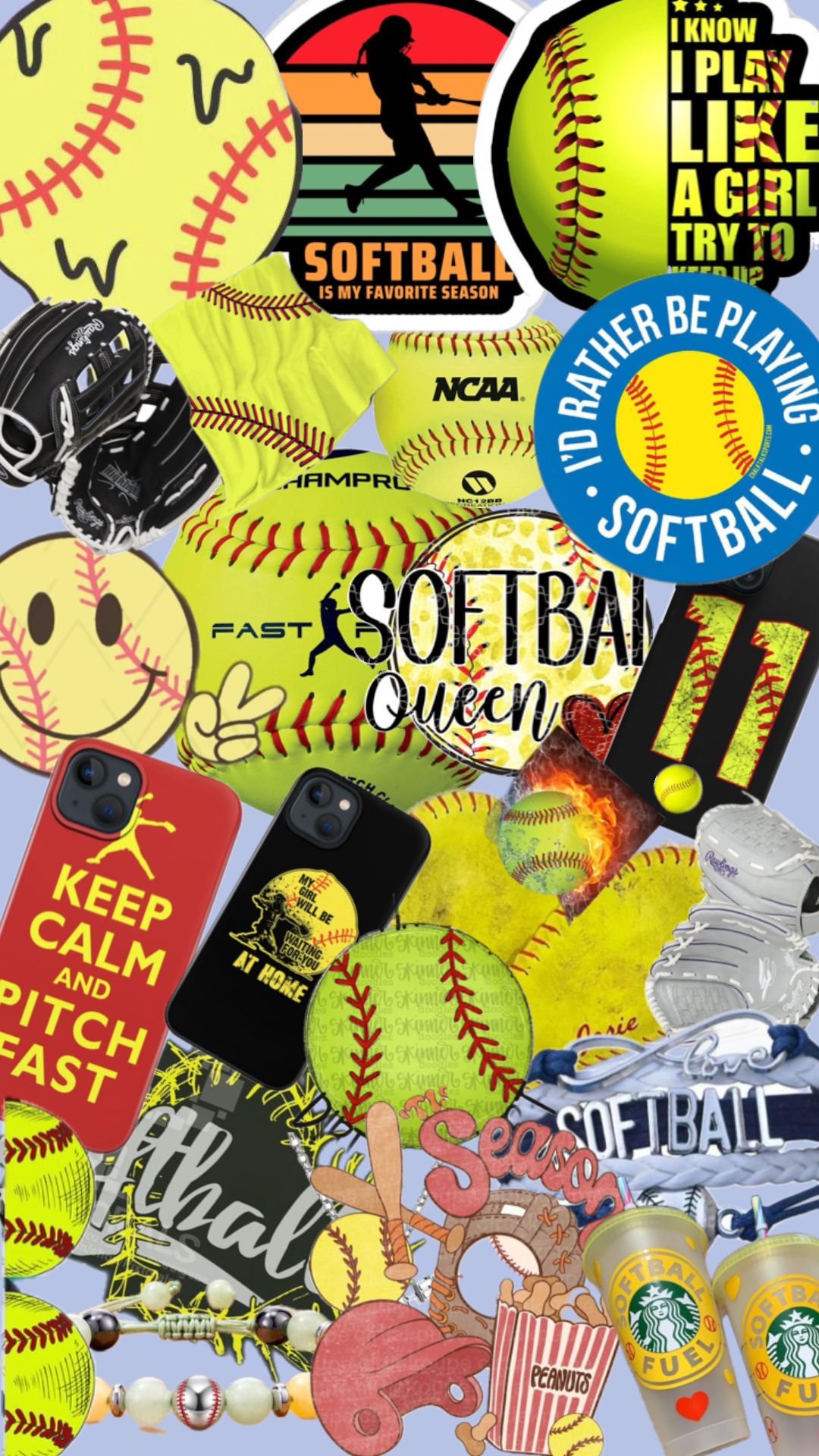 unique cute softball backgrounds