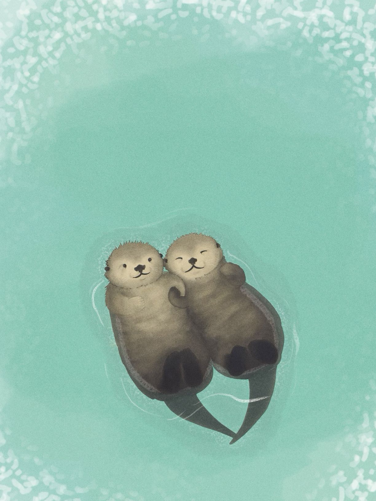 whimsical otter illustrations for wallpapers