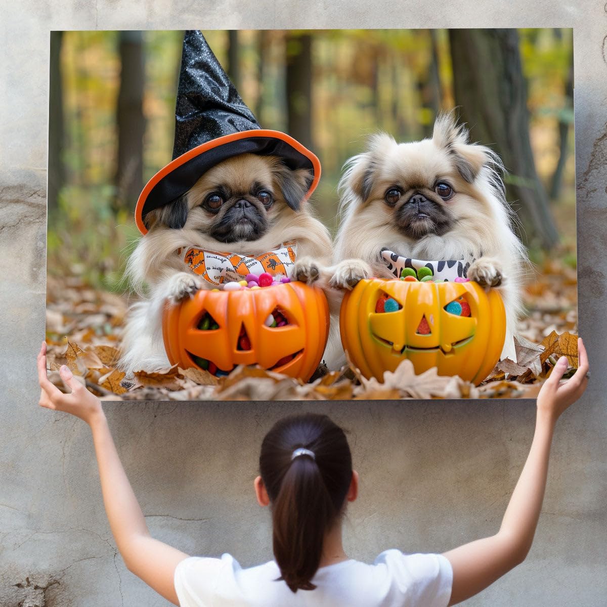 Cute Pekingese halloween wallpaper brings fresh festive charm to phones